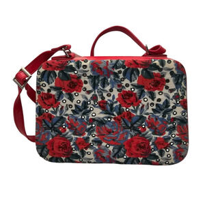 Vintage Y2K Clamshell Style Shoulder Bag Purse Floral Rhinestone Red Blue